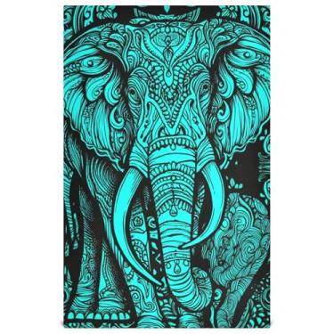 Imagem de Joisal Toalhas de prato impressas para decoração de cozinha chique elefante azul arte toalhas de chá fofas panos de prato absorventes 45 x 71 cm, 6 pacotes