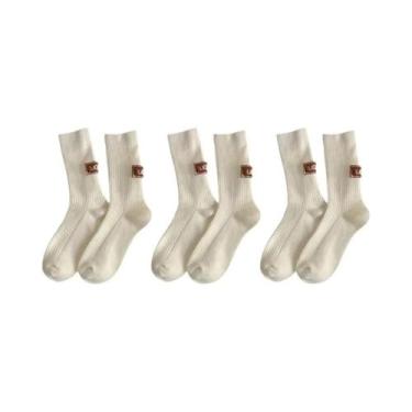 Imagem de Meias Femininas Acolchoadas Quentes De Cano Médio Para Outono Inverno,