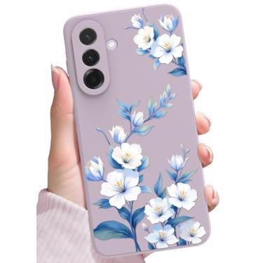Imagem de SOPROCAS Capa para Samsung Galaxy A36 5G, lindo design floral para mulheres e meninas, capa de telefone de silicone líquido com proteção contra quedas e forro de microfibra à prova de choque, flor de