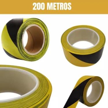 Imagem de Kit 10un Fita Zebrada Sinalização,isolamento 200mts Atacado Amarelo,pr