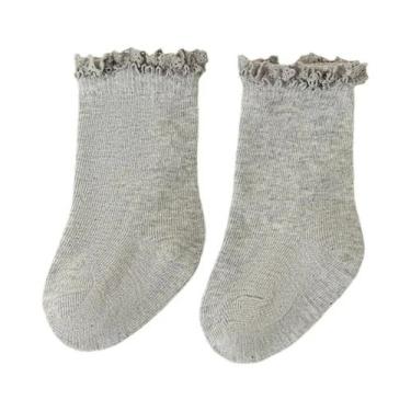 Imagem de Meias De Algodão Para Meninas Com Babados, Meias Curtas De Princesa Pa