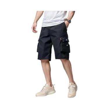 Imagem de Calças Cargo Casuais Masculinas Largas 2024 Tendência Em Cores Sólidas