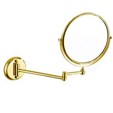 Imagem de CZCZC Espelho de maquiagem montado na parede, espelho de banheiro dobrável espelho de beleza com ampliação rotativa dupla face, dourado_20 cm