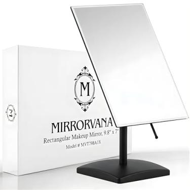Imagem de MIRRORVANA Espelho de mesa grande com suporte para mesa de escritório, penteadeira de maquiagem e bancada de banheiro - espelho facial ajustável pessoal - 25 cm x 18 cm (preto)