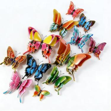 Imagem de Decoração de parede borboleta 3D, 12 peças borboletas magnéticas removíveis com 8 estilos, arte fácil de instalar para decoração de quarto e sala de estar (borboletas de cauda de andorinha)