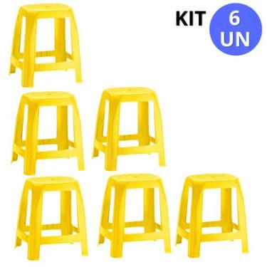 Imagem de kit banco, banquinho, banqueta, plástico reforçado 47cm - 6 unidades -