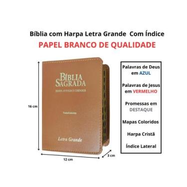 Imagem de Bíblia sagrada com letra grande  arc  harpa e corinhos  média  índice 