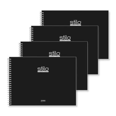 Imagem de Kit 4 Caderno de desenho e cartografia Capa Dura 80 Folhas Preto Stilo