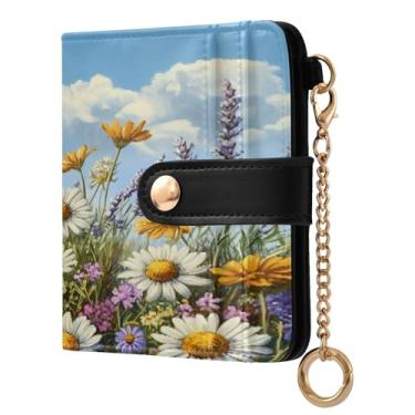 Imagem de STAYTOP Carteira pequena feminina colorida e bonita com bloqueio de RFID, de couro macio, dobrável, compacta, porta-cartões para mulheres, com zíper, bolso para moedas, janela para identidade