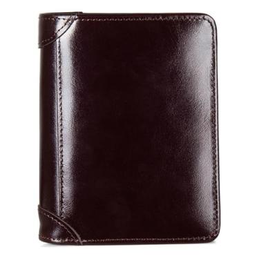 Imagem de Carteira Masculina Couro Legítimo Carteira Dobrável Compacta Com Vários Compartimentos Para Cartões (Marrom-cafe)