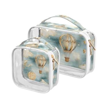 Imagem de xigua Bolsa de maquiagem com balões de ar quente para mulheres, bolsa de cosméticos de viagem, bolsa de higiene portátil à prova d'água para viagens, férias, organização de banheiro