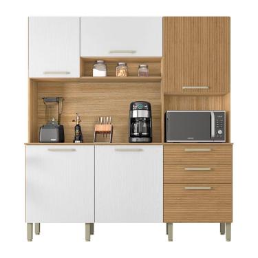 Imagem de Armário De Cozinha Compacta 6 Portas E 2 Gavetas 180cm Dali Ripado Freijó-supremo - Pallazio