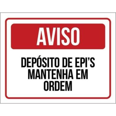 Imagem de Kit 10 Placa Depósito Epi Mantenha Ordem Vermelho 27X35 - Sinalizo