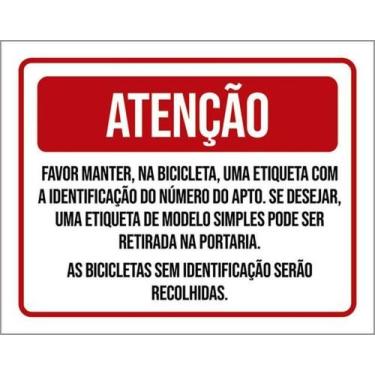 Imagem de Placa Atenção Favor Bicicleta Etiqueta Identificação 36X46 - Sinalizo