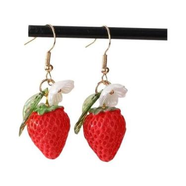 Imagem de Brincos Femininos De Moda Com Pingentes De Frutas E Folhas: Mirtilo, L