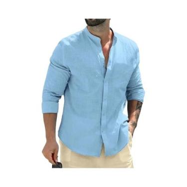 Imagem de Camisa Masculina De Algodão De Manga Comprida Para Outono, Respirável,