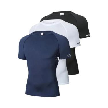 Imagem de Camiseta De Compressão Masculina Em 3 Peças, Secagem Rápida, Manga Cur
