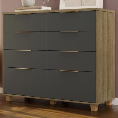 Imagem de Cômoda Quarto 121cm 8 Gavetas Delmont Nature/alasca V02 - Mpozenato