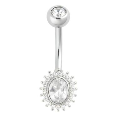 Imagem de Piercing Umbigo Prata 925 Legítima Redondo Com Zircônia - Sem marca