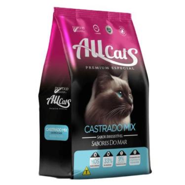 Imagem de Ração Allcats Mix Para Gatos Adultos Castrados Sabores do Mar 10,1 kg 