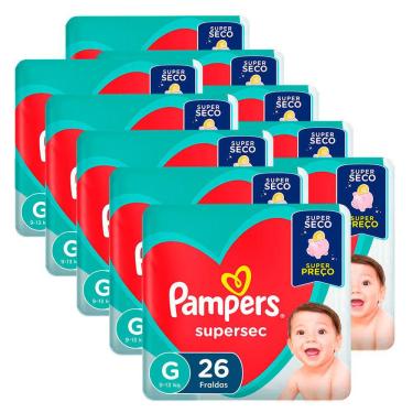 Imagem de Kit 10 Fralda Descartável Pampers Supersec Pacotão G - 260 Tiras