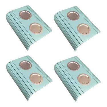 Imagem de Kit 04un Esteira Decorativa Laqueada Sofá Copo Alumínio Azul Bebe