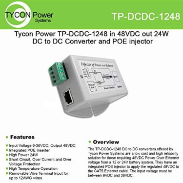 Imagem de Tycon Systems TP-DCDC-1248 48V POE Saída 24W DC para DC Conversor e Insertor POE