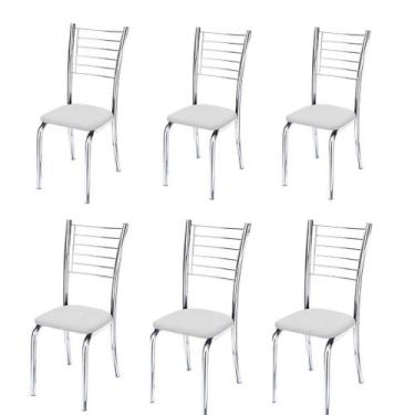 Imagem de Kit 6 Cadeiras Ipanema Cromada Para Cozinha-Corino Branco - Gat Magazi