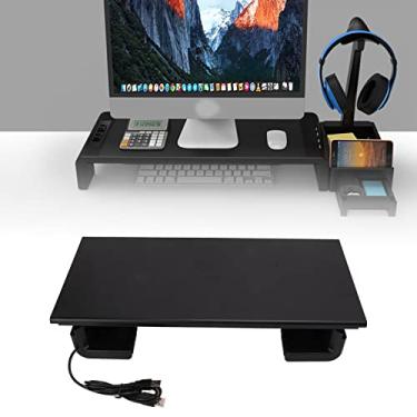 Imagem de Suporte ajustável para monitor com hub USB, suporte para monitor de computador com caixa de armazenamento para fone de ouvido, suporte para laptop, organizador de mesa para PC/laptop