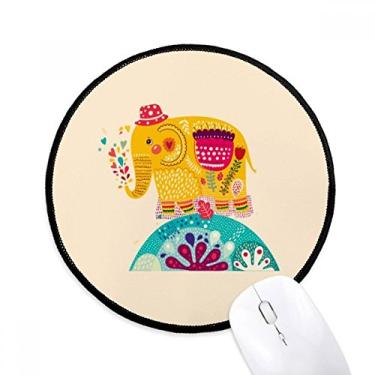 Imagem de Mouse pad colorido rosa elefante Red Hat Nation tapete redondo para escritório para computador
