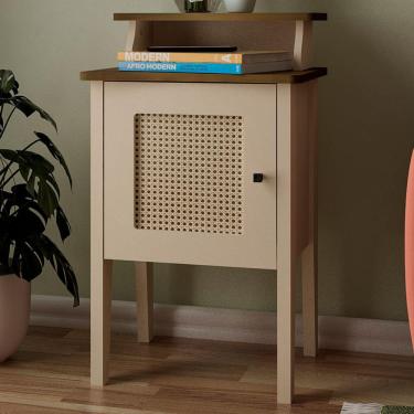 Imagem de Mesa De Canto Charlotte 1 Porta 100% Mdf Pinho/off White - Artely Móveis