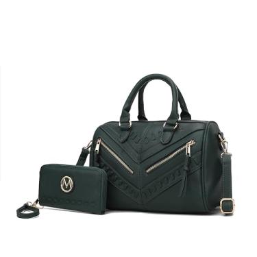 Imagem de MKF Collection Bolsa feminina com carteira, couro vegano, alça superior, bolsa tiracolo, Lara Olive