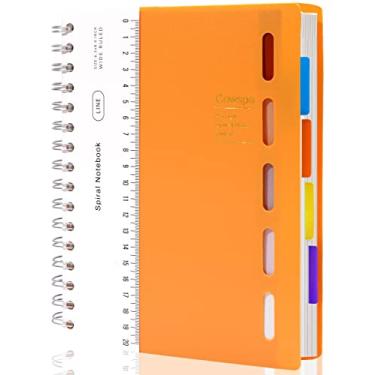 Imagem de Caderno espiral com 5 assuntos Caderno espiral encadernado 17,78 cm x 21,5 cm Caderno espiral com divisórias A5 forrado para estudantes universitários escrevendo diário materiais escolares, preto