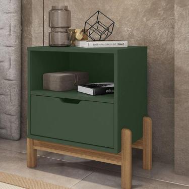 Imagem de Mesa de Cabeceira 1 Gaveta 1 Nicho Antares Casa D Verde Oliva
