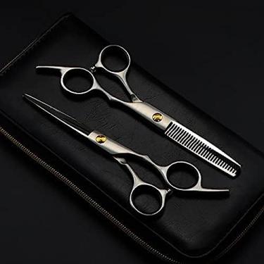 Imagem de Tesoura de barbeiro Tesoura de corte de cabelo, 6 polegadas profissional Japão 440c Tesoura de aço Tesoura de cabelo fosco Corte de cabelo desbaste Tesoura de corte de barbeiro Tesoura de ca