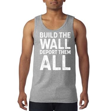 Imagem de Camiseta regata Build The Wall Deport Them All Trump 2024 ilegal Immigration MAGA America First President 45 47 masculina, Cinza, M
