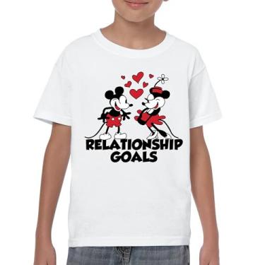 Imagem de Camiseta juvenil Steamboat Willie Relationship Goals Timeless Classic Vibe Retro Cartoon Iconic Vintage Mouse Kids, Branco, M