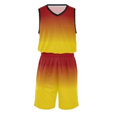 Imagem de CHIFIGNO Camiseta de basquete infantil amarela clara, tecido macio e confortável, camiseta de futebol infantil 5T-13T, Gradiente amarelo laranja, X-Large