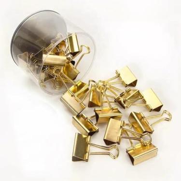 Imagem de Diyfixlcd 42 peças de clipes dourados de três tamanhos, fichário flipchart, fichário dobrável, material de escritório com estojo de plástico para escritório, escola e casa