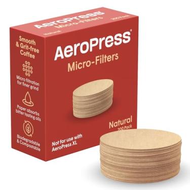 Imagem de AeroPress Microfiltros de papel natural para cafeteira – Filtros de café redondos de reposição, não branqueados, compostáveis, para cafeteiras AeroPress padrão, 200 unidades