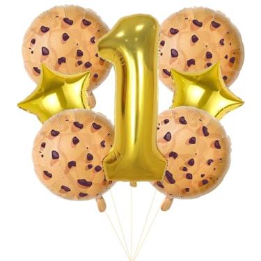 Imagem de Chocolate Chip Cookie Party Decorations, 7pcs Cookies Birthday Number Foil Balloon for Milk and Cookies 1st Birthday Party Supplies (1st)