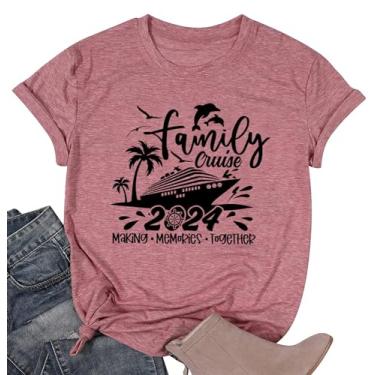 Imagem de TSIIUO Camiseta feminina Family Cruise 2024 divertida cruzeiro férias cruzeiro amante presente casual manga curta, rosa, GG