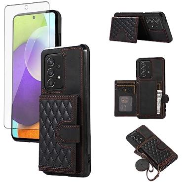 Imagem de Asuwish Capa de telefone para Samsung Galaxy A53 5G capa carteira com protetor de tela de vidro temperado e alça transversal cordão suporte para cartão de crédito TPU Cell A 53 G5 53A SM A536U 6,5