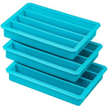 Imagem de Pacote com 3 bandejas de cubo de gelo de silicone da Webake para garrafas de água, molde de cubo de gelo, 12 cavidades, bastões de cubo de gelo longo de fácil liberação para bebidas engarrafadas, refrigerante, bebidas esportivas, burritos Egg