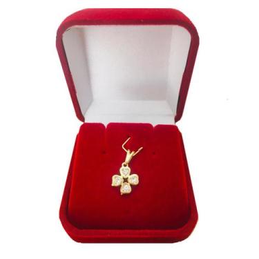 Imagem de Pingente Feminino Trevo da Sorte Zircônias Cravejadas Banhado a Ouro 1