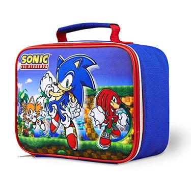 Imagem de Sonic The Hedgehog Lancheira com isolamento térmico, lancheira infantil, viagem, material escolar, presentes para meninos (azul/vermelho)