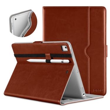 Imagem de DTTO Capa para iPad 9,7 polegadas 5ª/6ª geração 2018/2017 com suporte para Apple Pencil, capa de couro premium com suporte para Apple iPad 9,7 polegadas, também serve para iPad Pro 9,7/Air 2/Air - marrom escuro