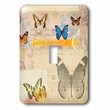 Imagem de 3dRose (lsp_236240_1) Imagem de botão único de borboletas em folha de música envelhecida