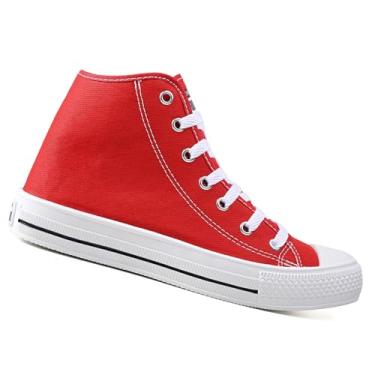 Imagem de Botinha Feminina CM Star Cano Alto Preta Branca Ou Vermelha Estilo Retro Skate School (Verm, BR, Adulto, Faixa Numérico, 35, 36)