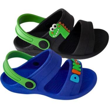 Imagem de Kit 2 Pares Papete Infantil Sandália Masculina Papete Chinelo Dinossau